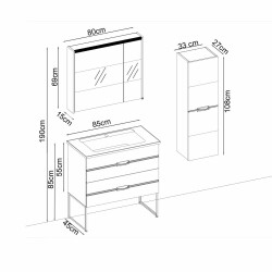 BADELLA Bathline 5585 V31 Banyo Dolabı 85 cm - 2