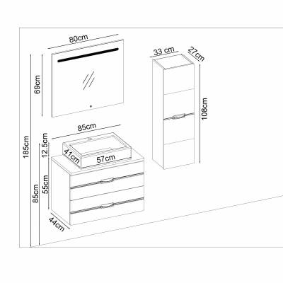 BADELLA Bathline 5585 V32 Banyo Dolabı 85 cm - 2