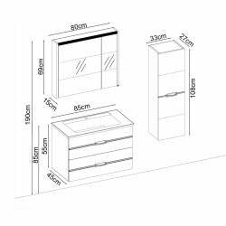 BADELLA Bathline 5585 V33 Banyo Dolabı 85 cm - 2