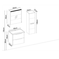 BADELLA Belen 5565 V31 Banyo Dolabı 165 cm - 2