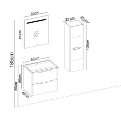 BADELLA Belen 5565 V32 Banyo Dolabı 165 cm - 2