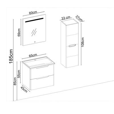 BADELLA Belen 5565 V32 Banyo Dolabı 165 cm - 2