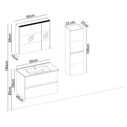 BADELLA Lines 5585 V31 Banyo Dolabı 85 cm - 2