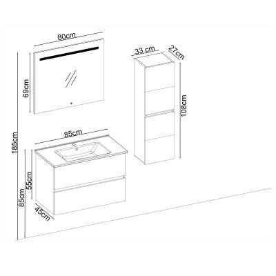 BADELLA Lines 5585 V34 Banyo Dolabı 85 cm - 2