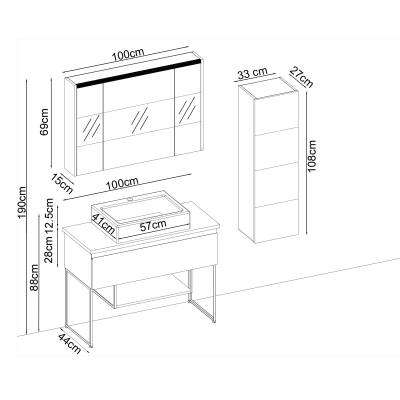 BADELLA Maya 28100 V31 Banyo Dolabı 100 cm - 2