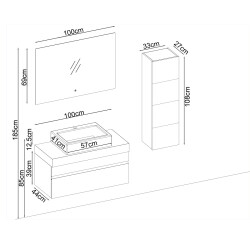 BADELLA Maya 39100 V32 Banyo Dolabı 100 cm - 2