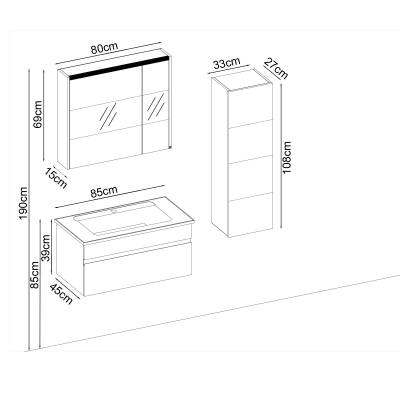 BADELLA Maya 3985 V32 Banyo Dolabı 85 cm - 2