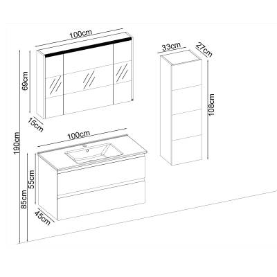 BADELLA Maya 55100 V31 Banyo Dolabı 100 cm - 2