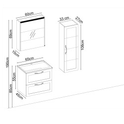 BADELLA Mobelco 5565 V31 Banyo Dolabı 65 cm - 2