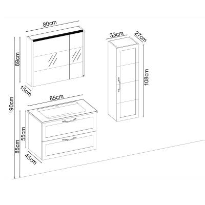 BADELLA Mobelco 5585 V32 Banyo Dolabı 85 cm - 2