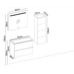 BADELLA Porto 5581 V31 Banyo Dolabı 81 cm - 2