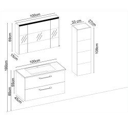 BADELLA Pure 55100 V31 Banyo Dolabı 100 cm - 2