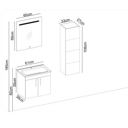 BADELLA Ronda 5561 V31 Banyo Dolabı 61 cm - 2