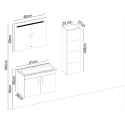 BADELLA Ronda 5581 V31 Banyo Dolabı 81 cm - 2