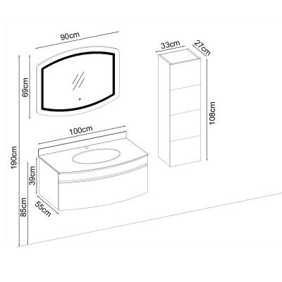 BADELLA Rosaline 39100 V31 Banyo Dolabı 100 cm - 2