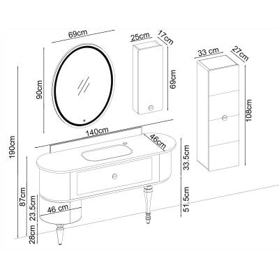 BADELLA Rosemary 140 V31 Banyo Dolabı 140 cm - 2