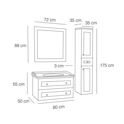 FYM Enzo Banyo Dolabı 80 cm - 2