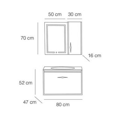 FYM İpek Seramik Banyo Dolabı 80 cm - 2